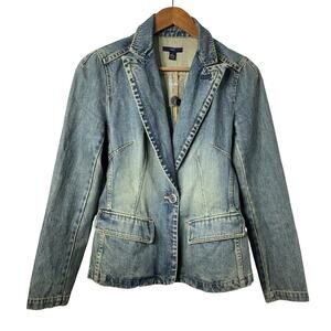 GAP Womens Y2K Stone Wash Denim Button Jean Jacket Size S Fitted 90s Grunge NWOT